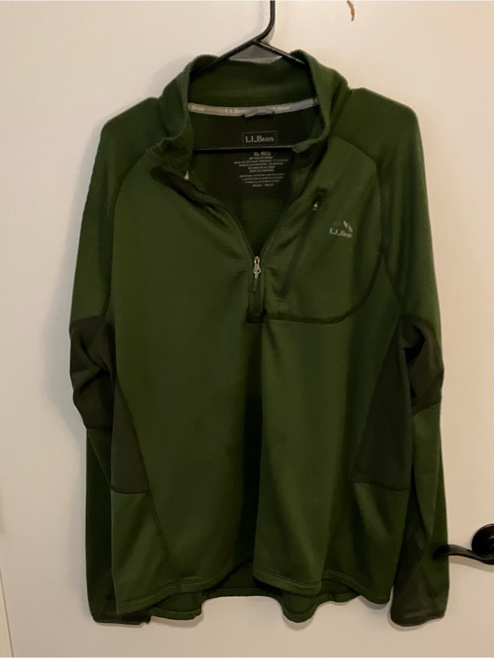L.L. Bean Green Textured Half-Zip Pullover